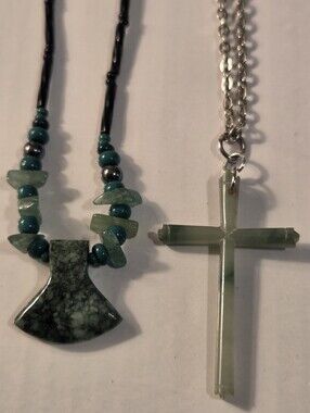 JADE Axe Pendant NecklacE AND CROSS PENDANT NECLASE.